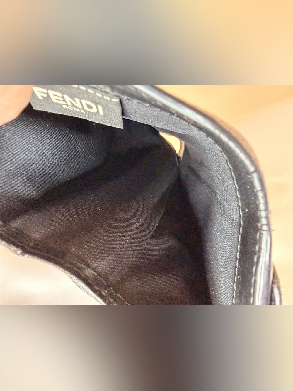 Fendi Vintage Black Leather Continental Wallet Gold Ring Hardware Made in Italy - Picture 9 of 16